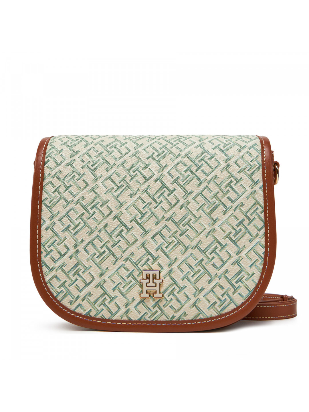 Kabelka Tommy Hilfiger Th Monoplay Leather Saddle Bag AW0AW17414 Zelená